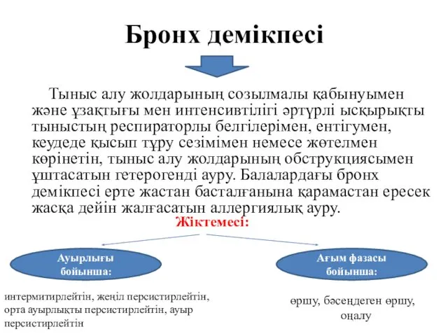 Бронх демікпесі Тыныс алу жолдарының созылмалы қабынуымен және ұзақтығы мен интенсивтілігі