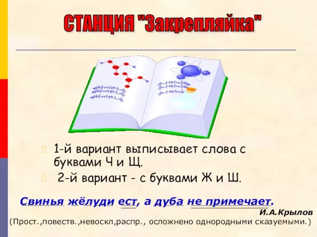 1-й вариант выписывает слова с буквами Ч и Щ. 2-й вариант