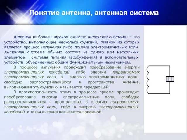 Понятие антенна, антенная система Антенна (в более широком смысле: антенная система)