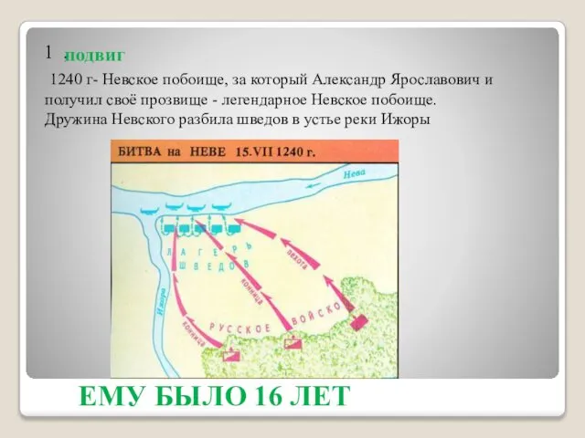 ЕМУ БЫЛО 16 ЛЕТ 1 , подвиг 1240 г- Невское побоище,