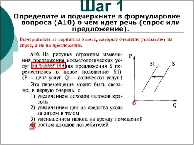 Шаг 1 Определите и подчеркните в формулировке вопроса (А10) о чем