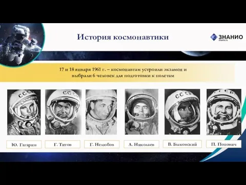 История космонавтики 17 и 18 января 1961 г. – космонавтам устроили