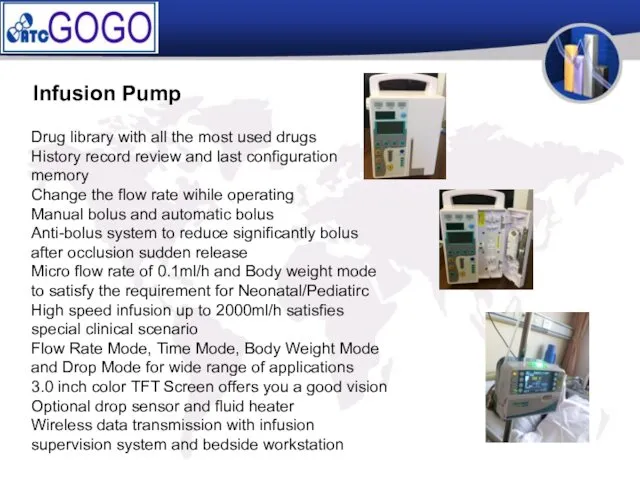 Infusion Pump Drug library with all the most used drugs History