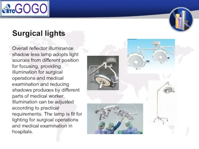 Surgical lights Overall reflector illuminance shadow less lamp adopts light sources