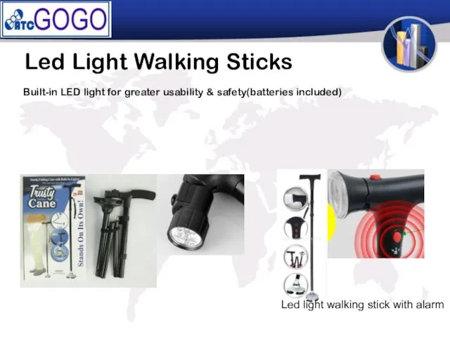 Led Light Walking Sticks Built-in LED light for greater usability &