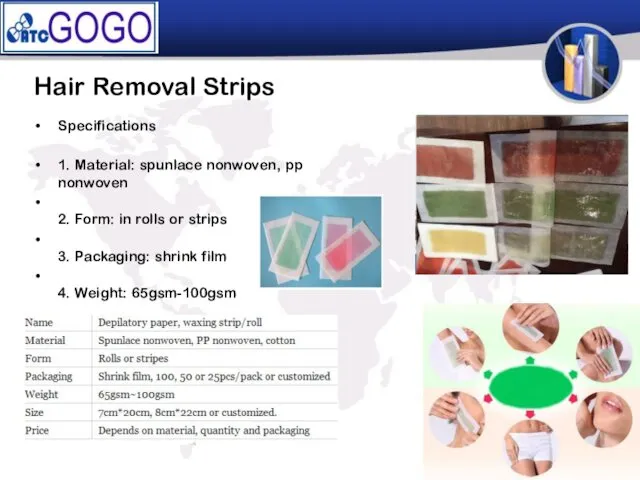 Hair Removal Strips Specifications 1. Material: spunlace nonwoven, pp nonwoven 2.