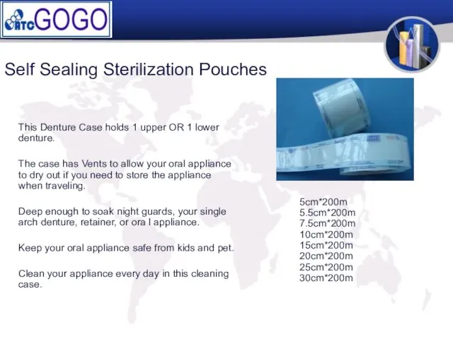 Self Sealing Sterilization Pouches This Denture Case holds 1 upper OR