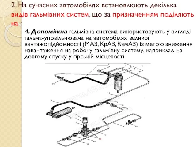 2. На сучасних автомобілях встановлюють декілька видів гальмівних систем, що за