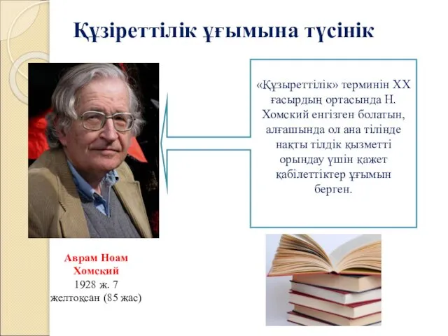 Аврам Ноам Хомский 1928 ж. 7 желтоқсан (85 жас) «Құзыреттілік» терминін