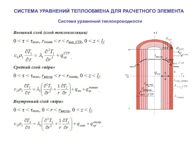 СИСТЕМА УРАВНЕНИЙ ТЕПЛООБМЕНА ДЛЯ РАСЧЕТНОГО ЭЛЕМЕНТА Система уравнений теплопроводности