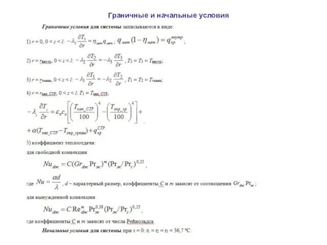 Граничные и начальные условия