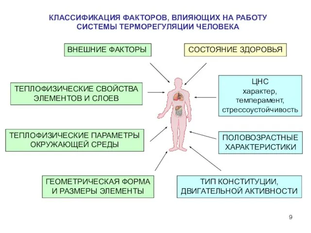 КЛАССИФИКАЦИЯ ФАКТОРОВ, ВЛИЯЮЩИХ НА РАБОТУ СИСТЕМЫ ТЕРМОРЕГУЛЯЦИИ ЧЕЛОВЕКА