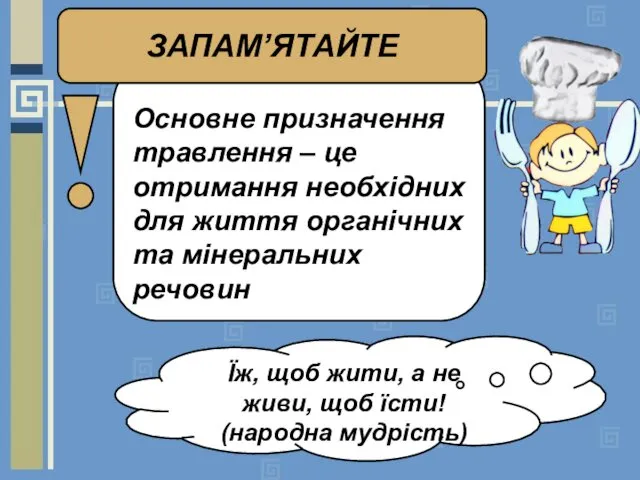 Основне призначення травлення – це отримання необхідних для життя органічних та