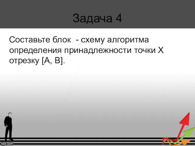 Задача 4 Составьте блок - схему алгоритма определения принадлежности точки Х отрезку [A, B].