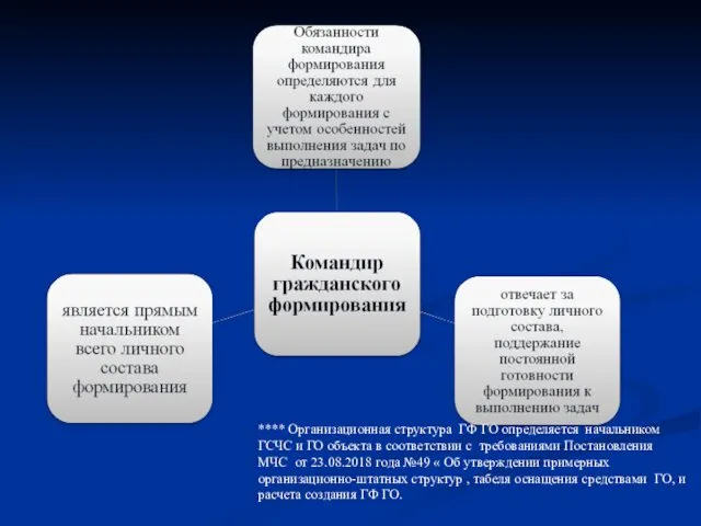 **** Организационная структура ГФ ГО определяется начальником ГСЧС и ГО объекта