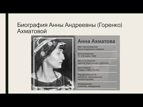 Биография Анны Андреевны (Горенко) Ахматовой