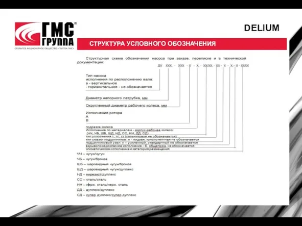 DELIUM СТРУКТУРА УСЛОВНОГО ОБОЗНАЧЕНИЯ