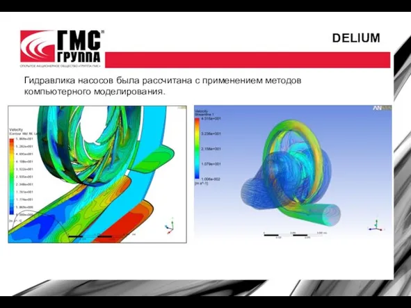 DELIUM Гидравлика насосов была рассчитана с применением методов компьютерного моделирования.