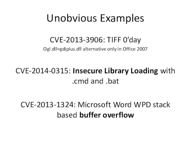 Unobvious Examples CVE-2013-3906: TIFF 0’day Ogl.dll=gdiplus.dll alternative only in Office 2007
