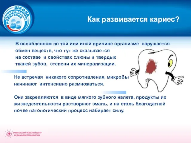 Как развивается кариес? В ослабленном по той или иной причине организме