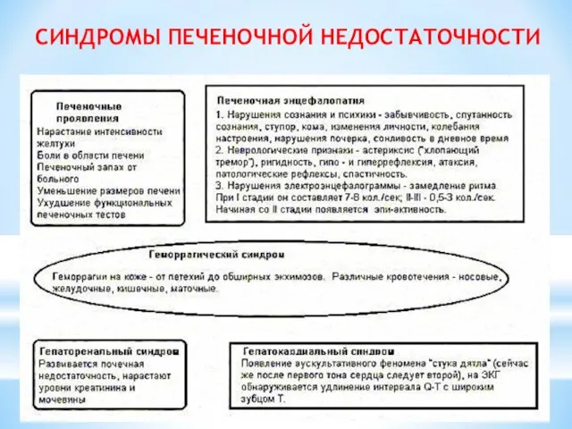 СИНДРОМЫ ПЕЧЕНОЧНОЙ НЕДОСТАТОЧНОСТИ