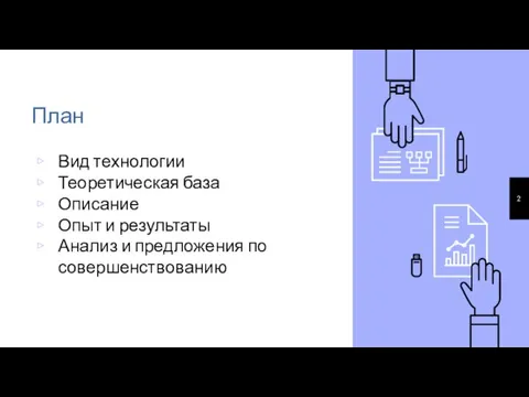 План Вид технологии Теоретическая база Описание Опыт и результаты Анализ и предложения по совершенствованию