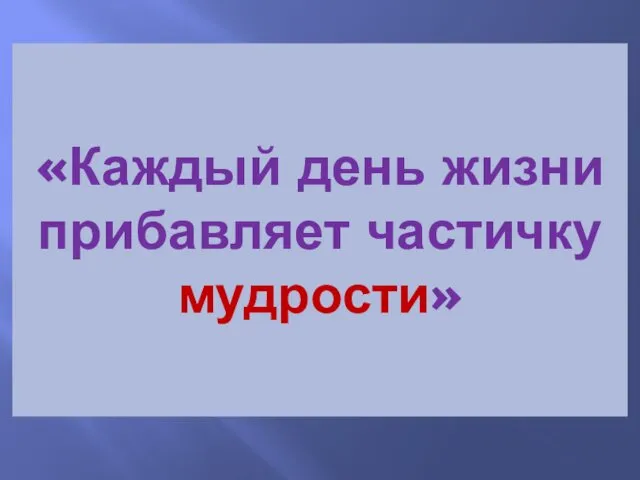 «Каждый день жизни прибавляет частичку мудрости»