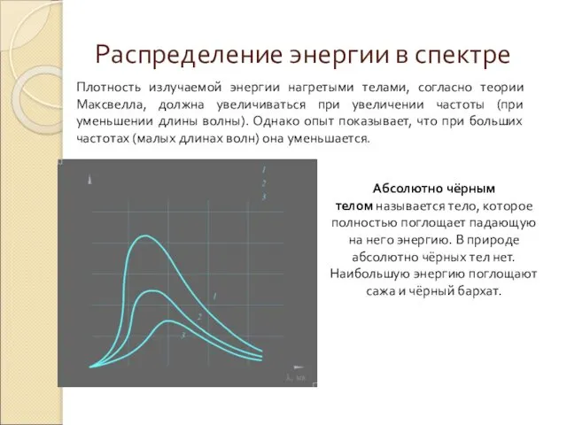 Плотность излучаемой энергии нагретыми телами, согласно теории Максвелла, должна увеличиваться при