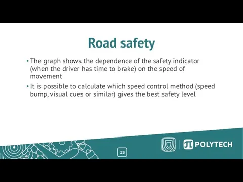 23 Road safety The graph shows the dependence of the safety