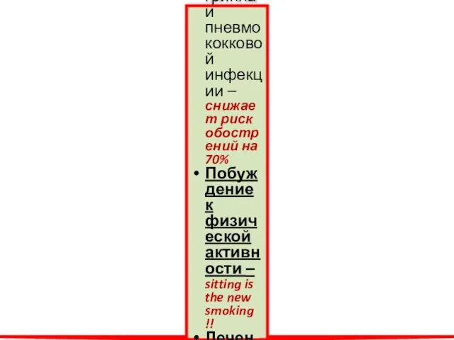 ВСЕМ ПАЦИЕНТАМ С ДИАГНОЗОМ ХОБЛ Отказ от курения - замедляет прогрессирование