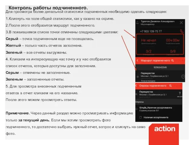 Контроль работы подчиненного. Для просмотра более детальной статистики подчиненных необходимо сделать