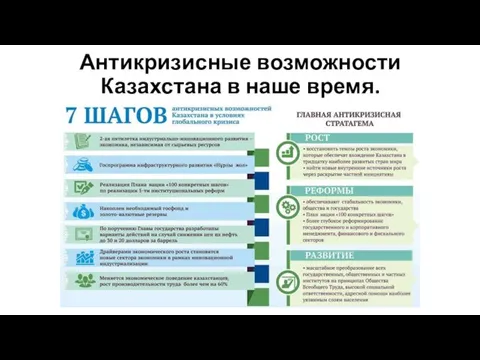 Антикризисные возможности Казахстана в наше время.