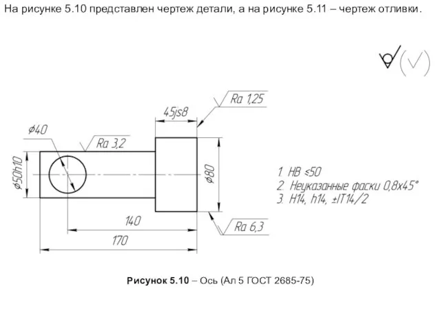 Рисунок 5.10 – Ось (Ал 5 ГОСТ 2685-75) На рисунке 5.10