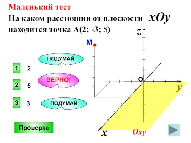 Маленький тест 5 3 2 ВЕРНО! 1 3 ПОДУМАЙ! ПОДУМАЙ! Проверка