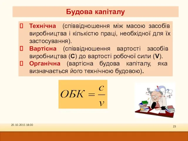 Технічна (співвідношення між масою засобів виробництва і кількістю праці, необхідної для