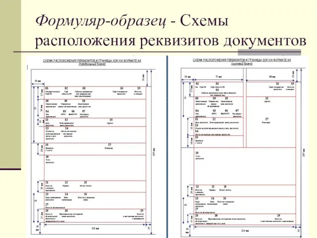 Формуляр-образец - Схемы расположения реквизитов документов