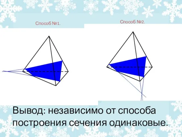 Вывод: независимо от способа построения сечения одинаковые. Способ №1. Способ №2.