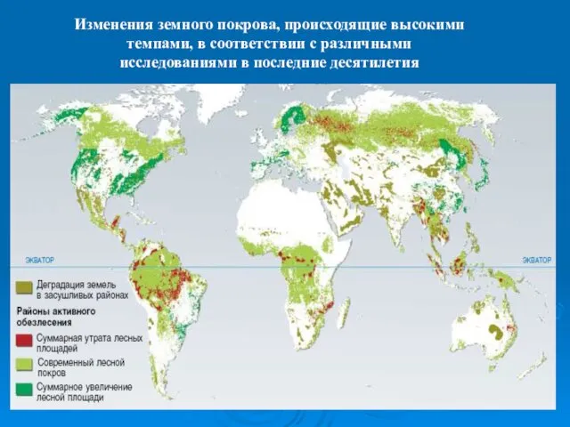 Изменения земного покрова, происходящие высокими темпами, в соответствии с различными исследованиями в последние десятилетия