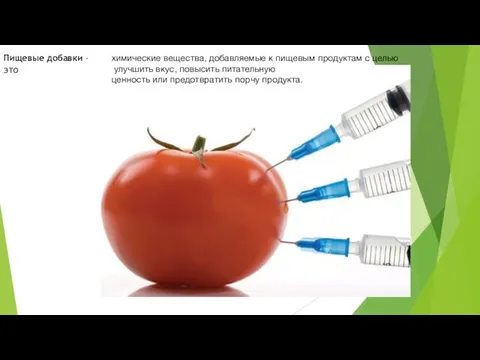 химические вещества, добавляемые к пищевым продуктам с целью улучшить вкус, повысить