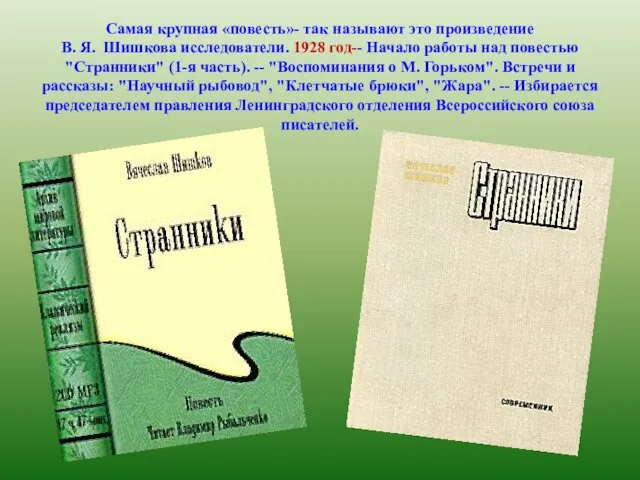 Самая крупная «повесть»- так называют это произведение В. Я. Шишкова исследователи.