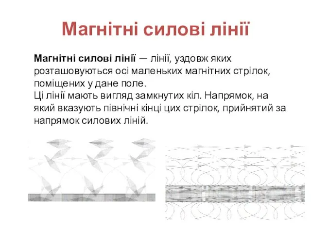 Магнітні силові лінії Магнітні силові лінії — лінії, уздовж яких розташовуються