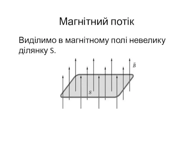 Магнітний потік Виділимо в магнітному полі невелику ділянку S.