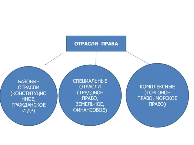 ОТРАСЛИ ПРАВА БАЗОВЫЕ ОТРАСЛИ (КОНСТИТУЦИОННОЕ, ГРАЖДАНСКОЕ И ДР) СПЕЦИАЛЬНЫЕ ОТРАСЛИ (ТРУДОВОЕ