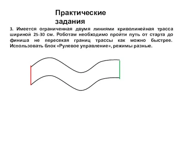 Практические задания 3. Имеется ограниченная двумя линиями криволинейная трасса шириной 25-30
