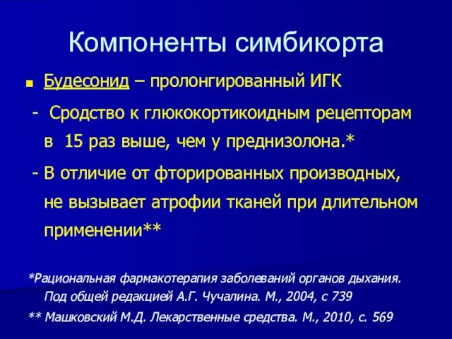 Компоненты симбикорта Будесонид – пролонгированный ИГК - Сродство к глюкокортикоидным рецепторам