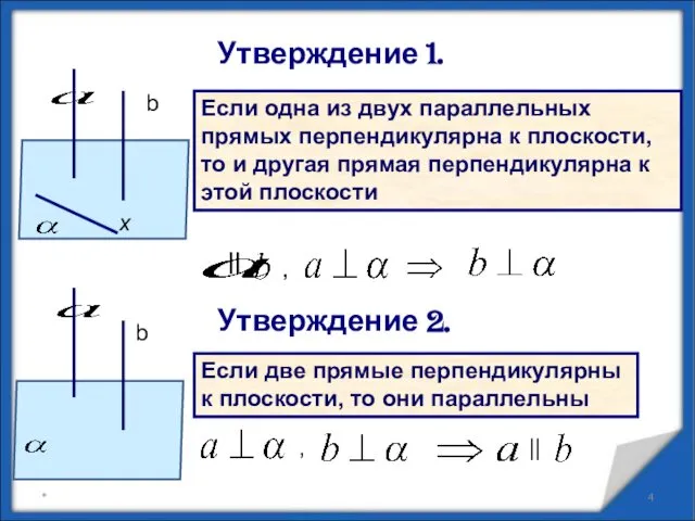 Если одна из двух параллельных прямых перпендикулярна к плоскости, то и