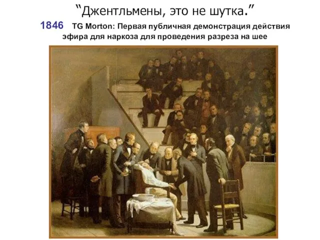 “Джентльмены, это не шутка.” 1846 TG Morton: Первая публичная демонстрация действия