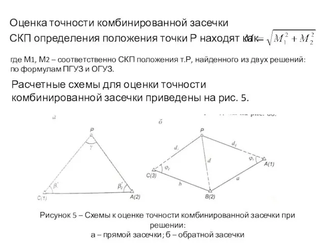 Расчетные схемы для оценки точности комбинированной засечки приведены на рис. 5.