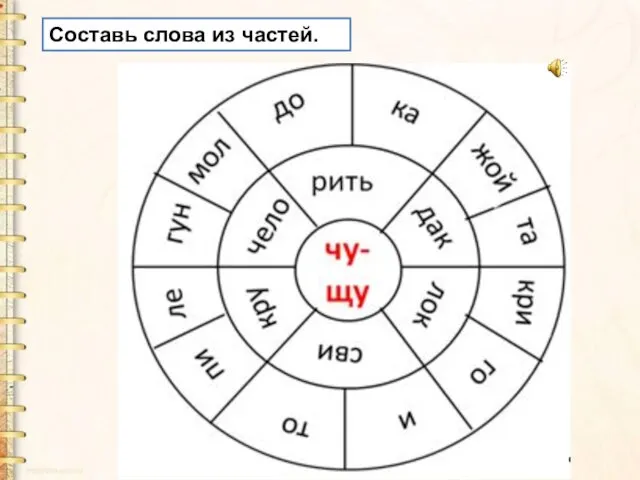 Составь слова из частей.