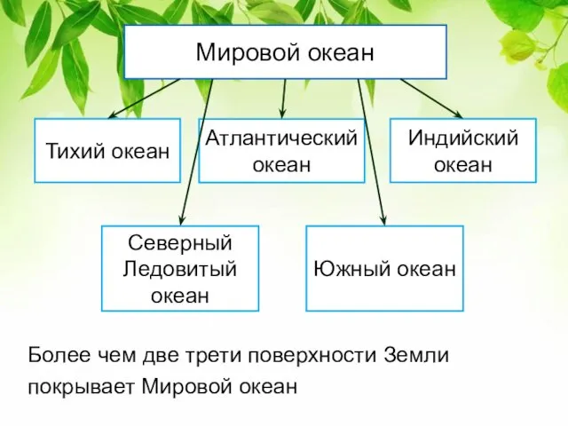 Тихий океан Мировой океан Атлантический океан Индийский океан Северный Ледовитый океан